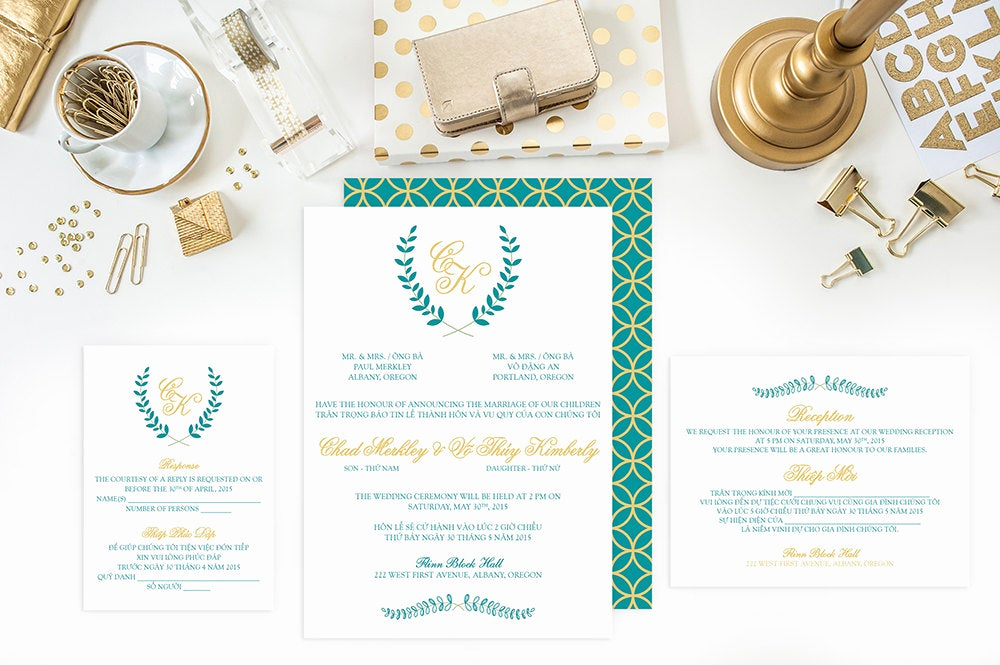 Vietnamese Wedding Invitation Wording Inspirational Wedding Invitation Set Bilingual Vietnamese Invitation