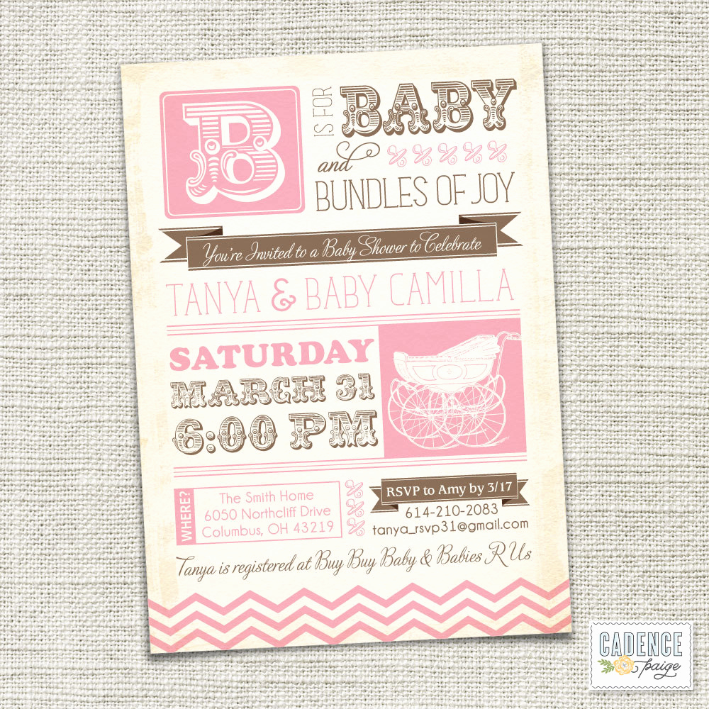 Vintage Baby Shower Invitation New Baby Shower Invitation Baby Carriage Vintage Baby Shower