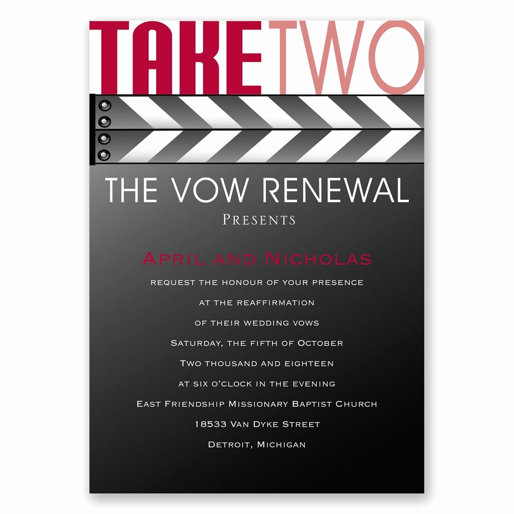 Vow Renewal Invitation Wording Unique Take Two Vow Renewal Invitation
