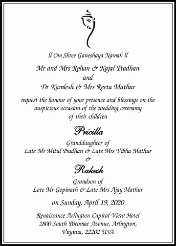 Walima Invitation Cards Wordings New Hindu Wedding Invitation Card Wordings Parekh Cards