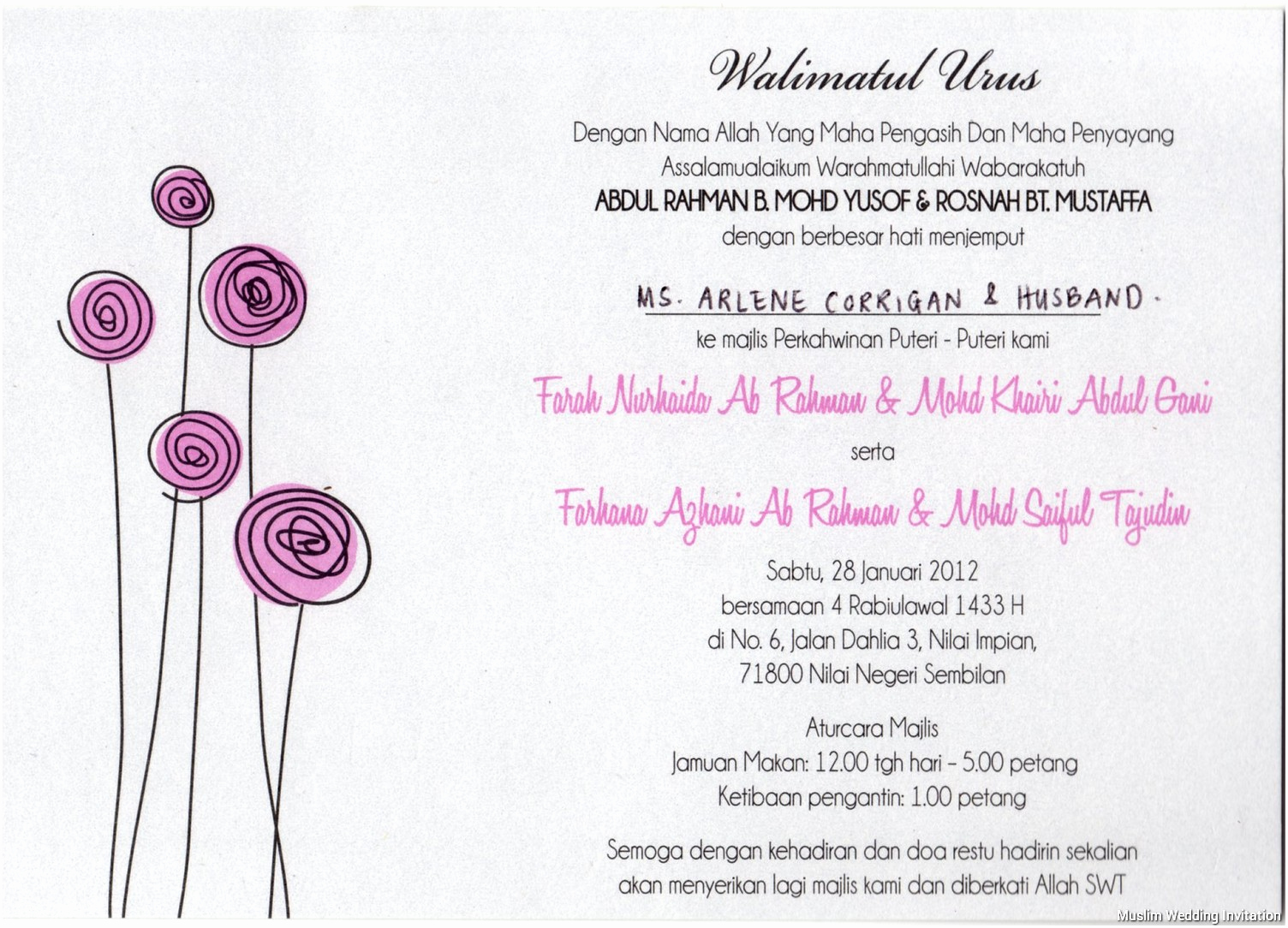 Walima Invitation Cards Wordings