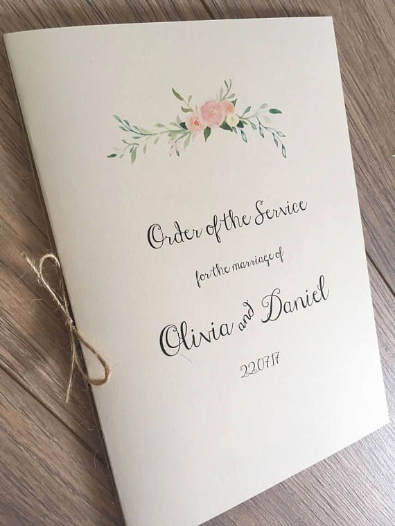 Wedding Invitation Booklet Style Unique order Of Service Booklets with Boho Floral Print Rustic