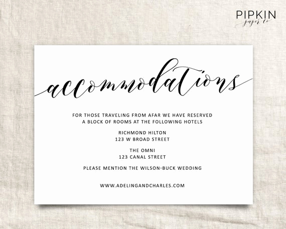 Wedding Invitation Details Card Beautiful Wedding Ac Modations Template Printable Ac Modations