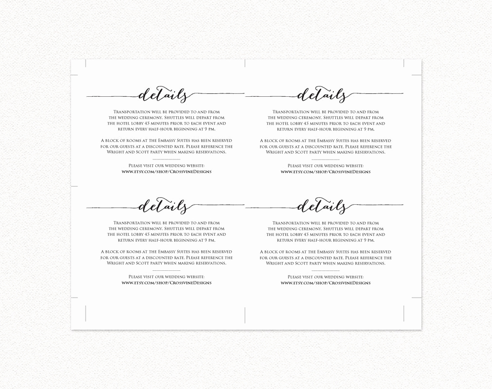 Wedding Invitation Details Card Best Of Details Card Template · Wedding Templates and Printables