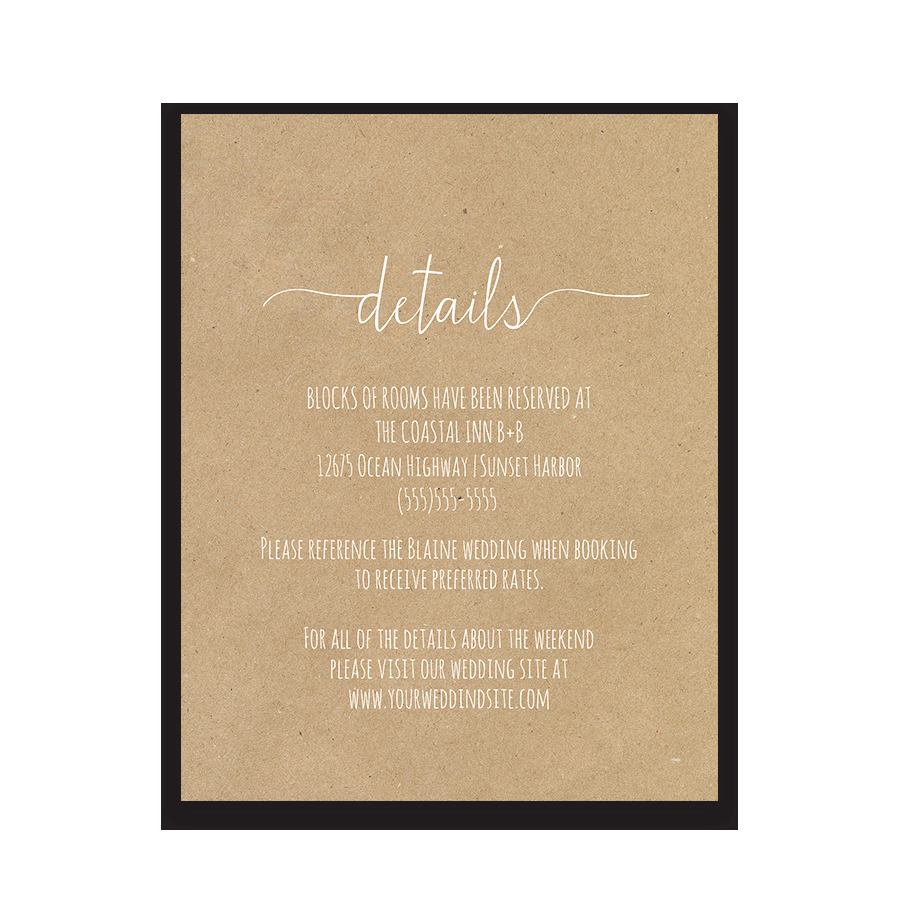 Wedding Invitation Details Card Elegant Fern Wedding Guest Additional Information Insert Card