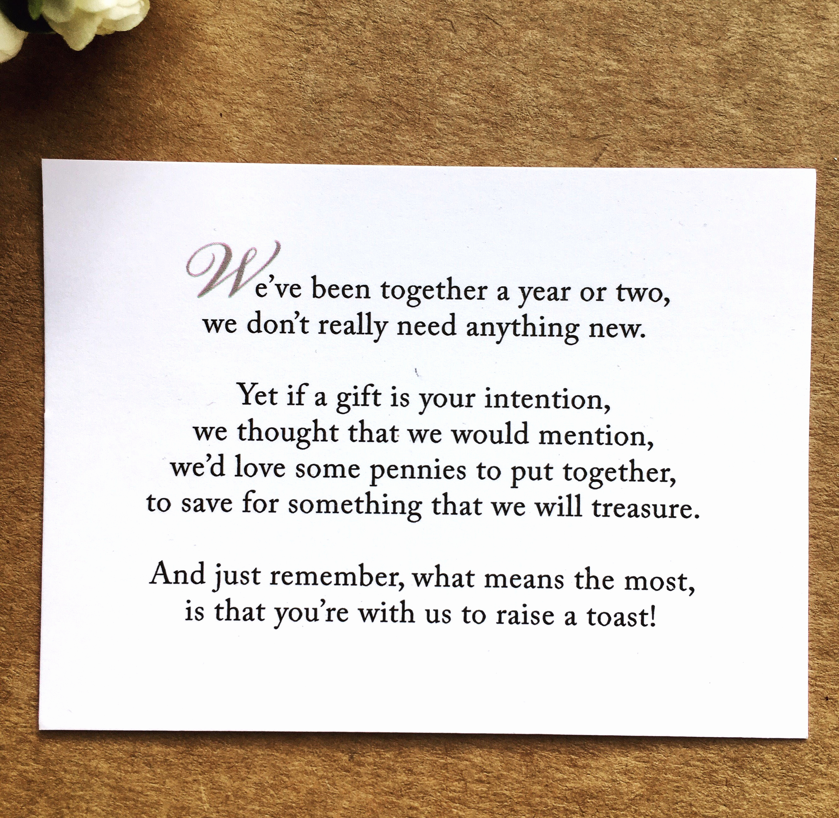 Wedding Invitation Gift Wording Lovely Wedding Invitation Poem for Money Honeymoon Poem Card T