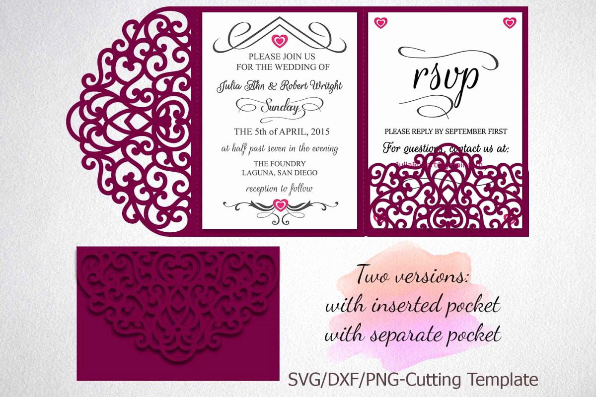Wedding Invitation Svg Files Best Of Tri Fold Wedding Invitation Pocket Envelope Svg Dxf Template