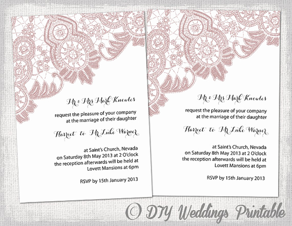 Wedding Invitation Templates Word New Wedding Invitation Template &quot;antique Lace&quot; Diy Wedding