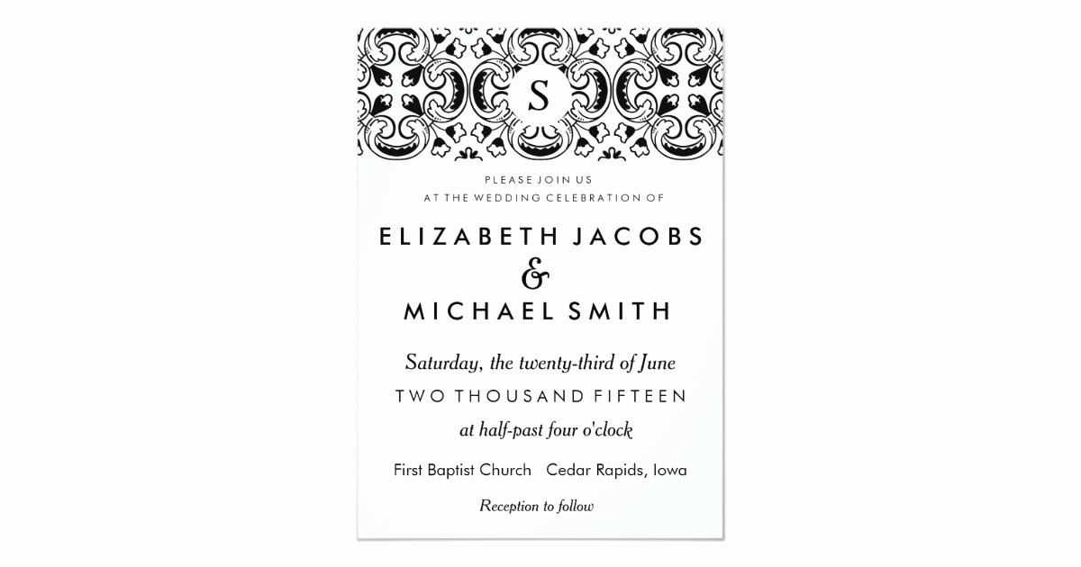 Wedding Invitation Wording In Spanish Luxury Black &amp; White Spanish Tile Wedding Invitation