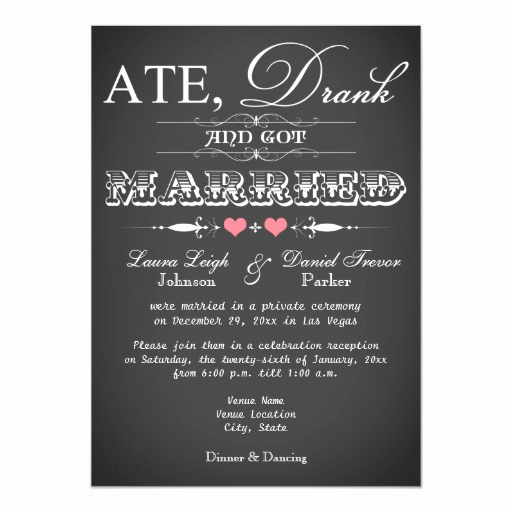 Wedding Reception Only Invitation Wording Luxury Chalkboard Style Wedding Reception Ly Invite