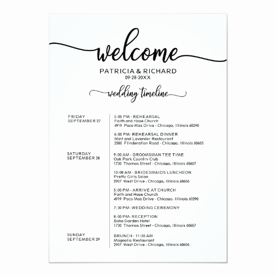 Wedding Weekend Invitation Wording Elegant Weekend Wedding Schedule Elegant Calligraphy Invitation