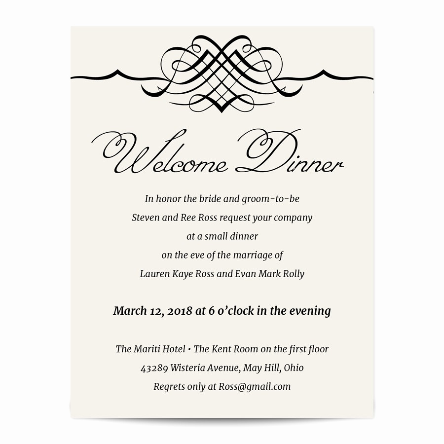 Wedding Welcome Party Invitation Luxury Simple Elegance Wel E Dinner Invitation