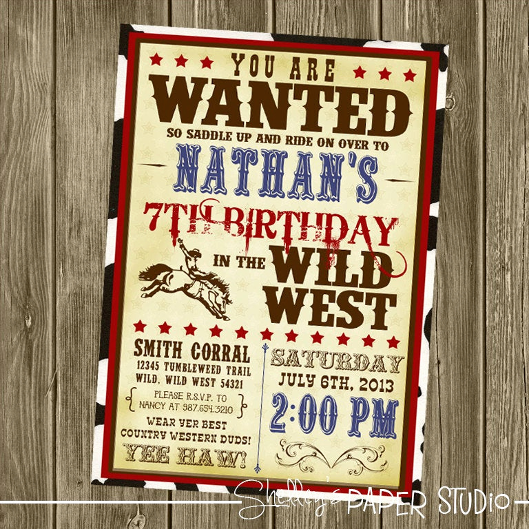 Western Party Invitation Templates Free Awesome Cowboy Birthday Invitation