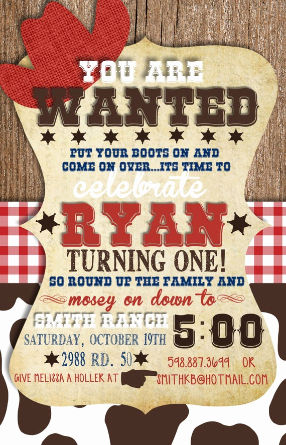 Western Party Invitation Templates Free Awesome Custom Cowboy Birthday Invitation