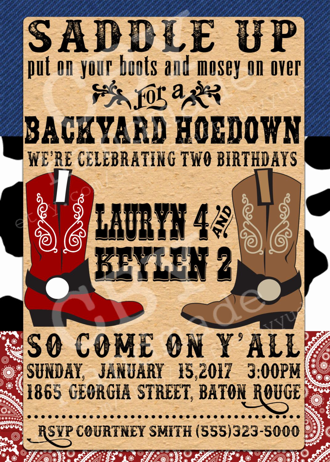 Western Party Invitation Templates Free Beautiful Printable Backyard Hoedown Party Invitations Red