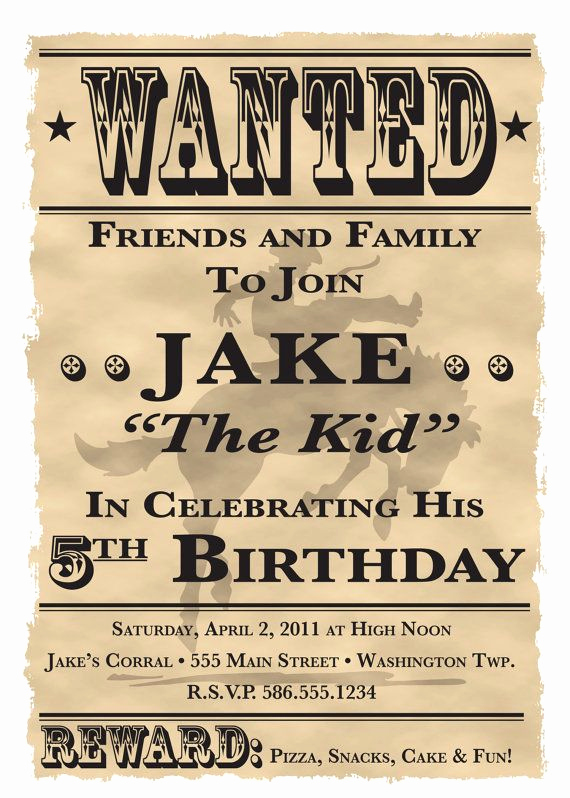 Western Party Invitation Templates Free Elegant Wanted Poster Cowboy Western theme Birthday Party