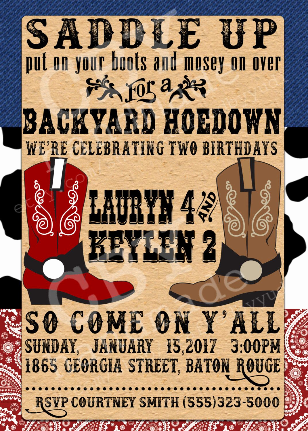 Western theme Invitation Templates Awesome Printable Backyard Hoedown Party Invitations Red