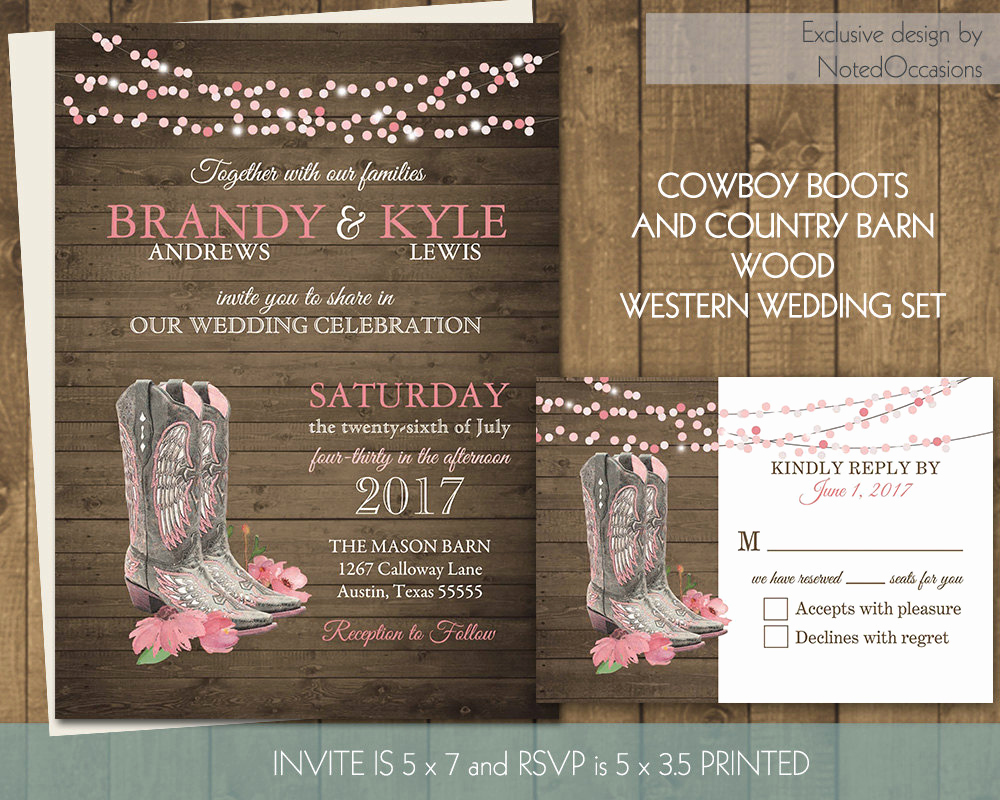 Western themed Invitation Templates Best Of Printable Country Western Wedding Invitations Set Cowboy Boots