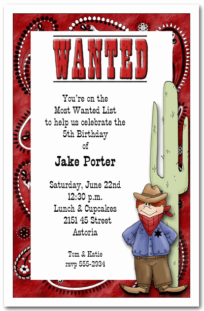 Western themed Invitation Wording Beautiful Western Most Wanted Cowboy Party Invitation Western