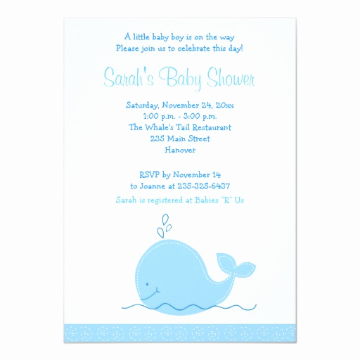 Whale Baby Shower Invitation Template Beautiful Little Blue Whale 5x7 Baby Shower Invitation