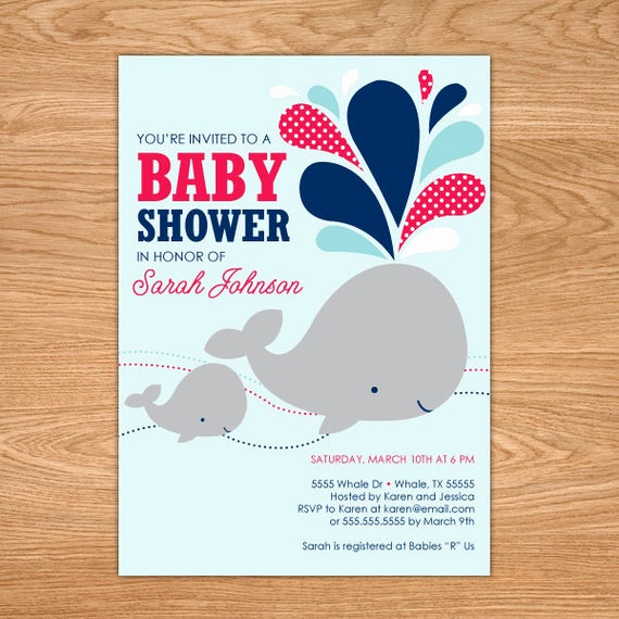 Whale Baby Shower Invitation Template Beautiful Whale Baby Shower Invitation Printable Boy Baby Shower