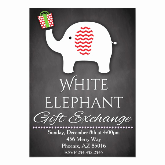 White Elephant Gift Exchange Invitation Lovely White Elephant Invitation Gift Exchange Invite