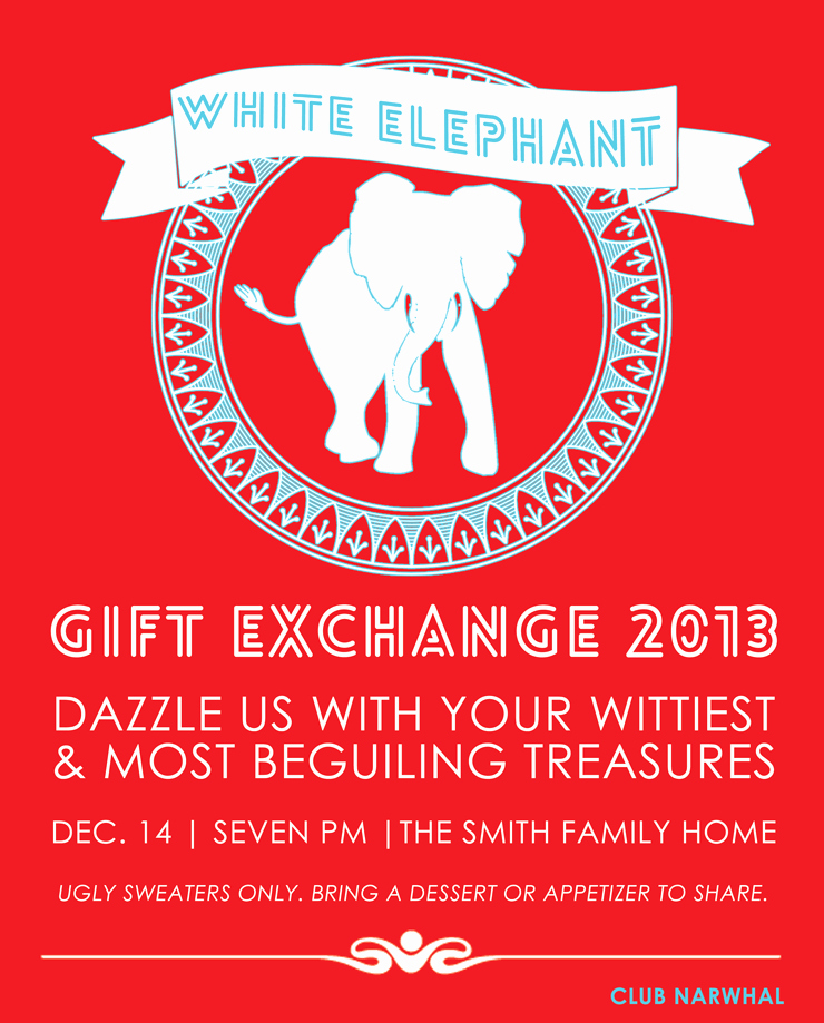 White Elephant Gift Exchange Invitation Unique White Elephant Gift Exchange Free Printable Invitation