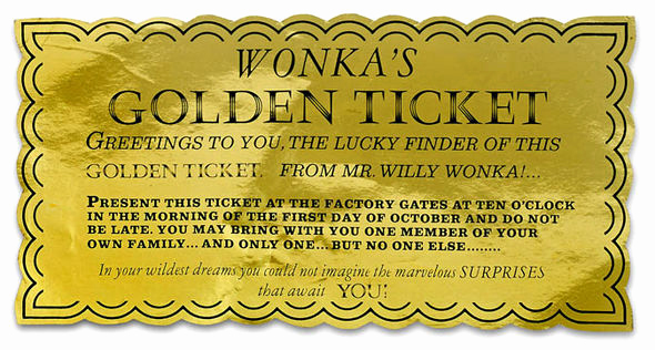 Willy Wonka Golden Ticket Invitation