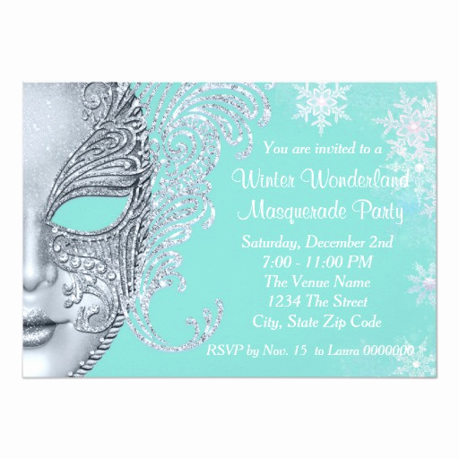 Winter Wonderland Invitation Ideas Unique Teal Blue Winter Wonderland Masquerade Party Card