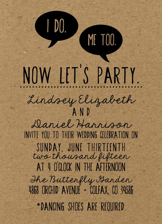 Witty Wedding Invitation Wording Luxury Diy Wedding Invitation Suite I Do Me too Deposit