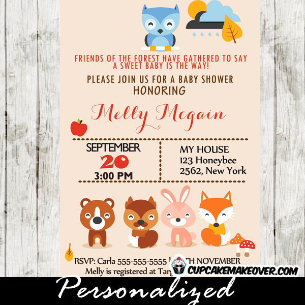 Woodlands Baby Shower Invitation Inspirational Woodland Creatures Baby Shower Invitation Personalized