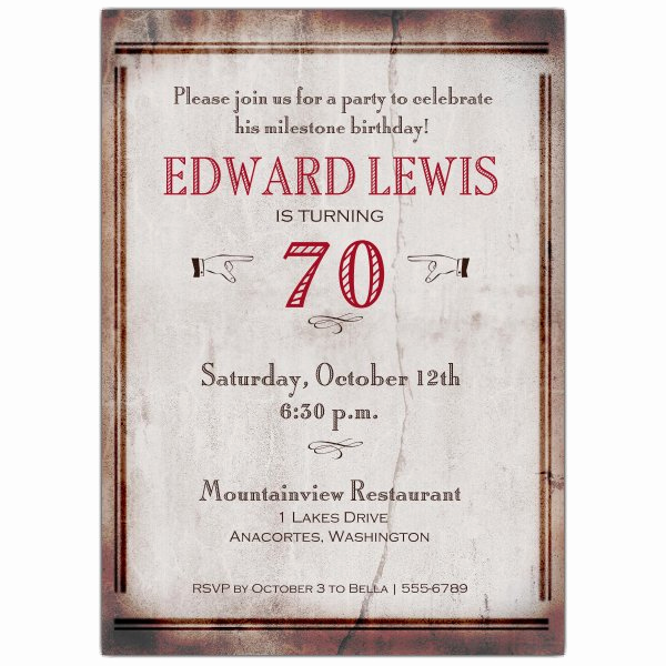 Wording for 70th Birthday Invitation Best Of Old World 70th Birthday Invitations
