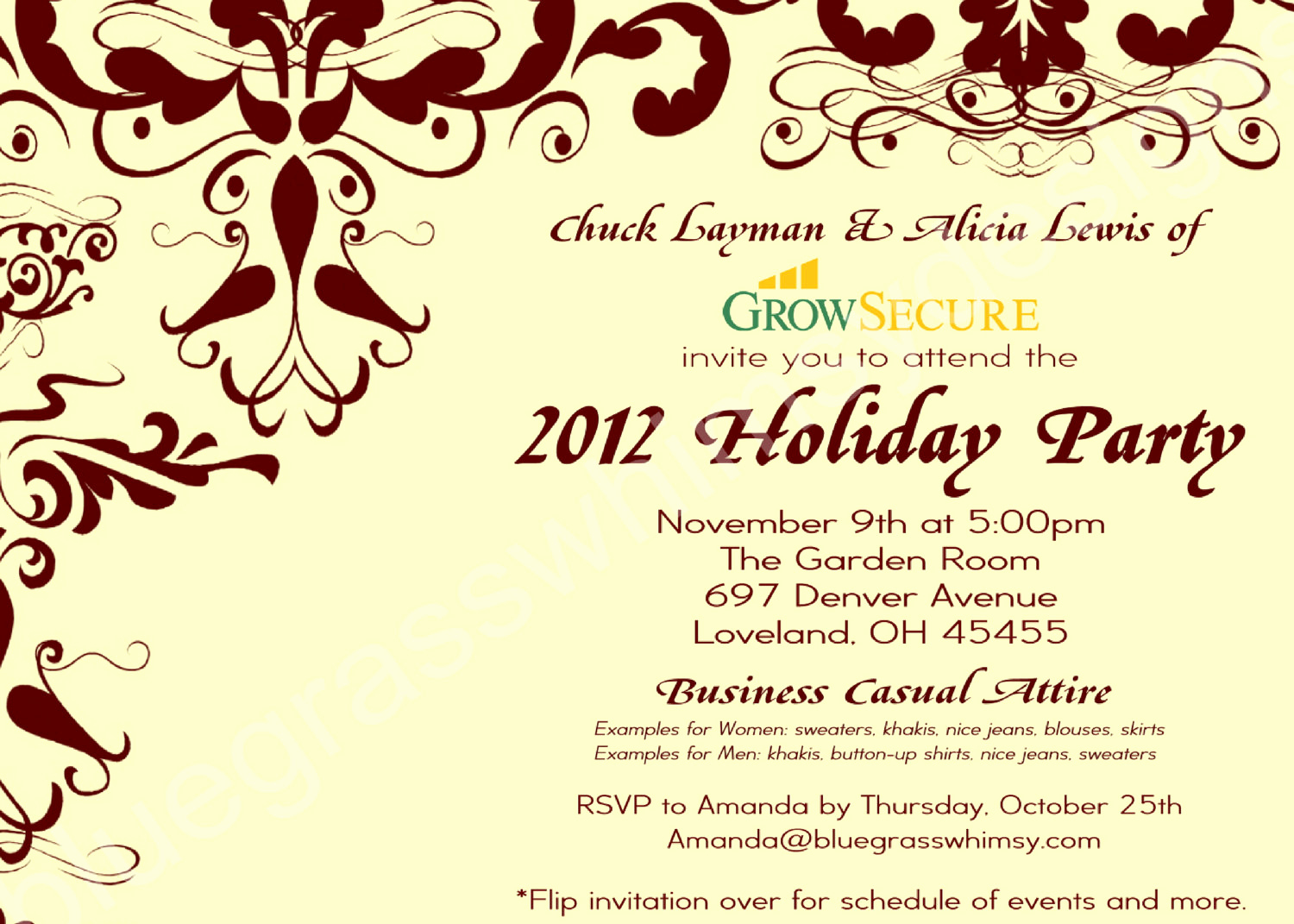 Work Christmas Party Invitation Beautiful Custom Corporate Holiday Party Invitation W Crimson Flourish