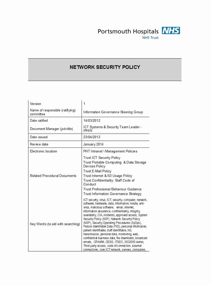 Information Security Policies Templates Lovely 42 Information Security Policy Templates C Policy Template Job Application Template Certificate Design Template