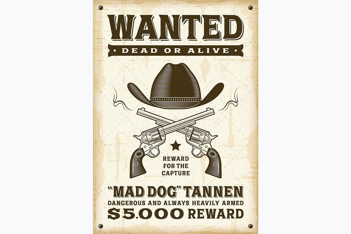 Vintage Western Wanted Poster By Iatsun On Envato Elements Vintage Western Poster Template Poster