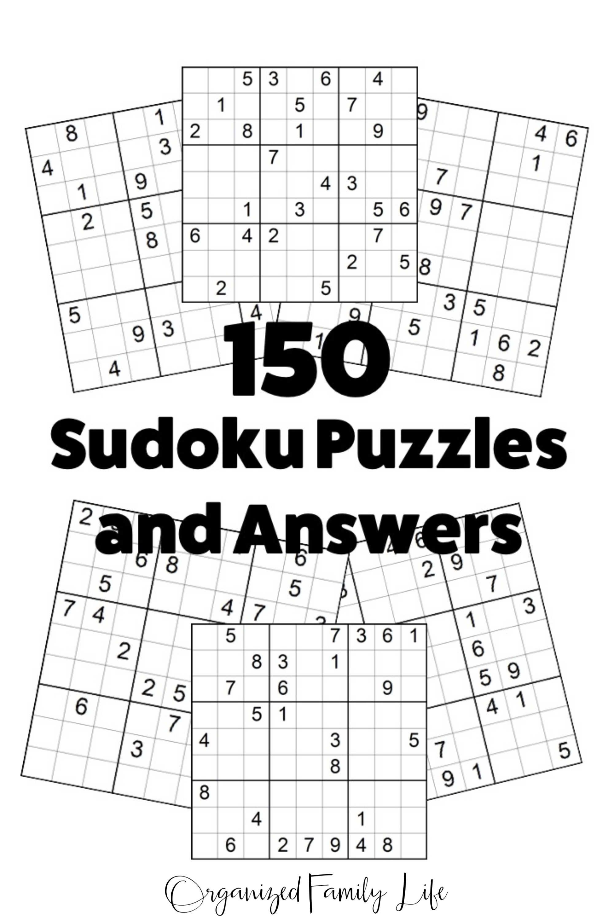 Printable Sudoku Puzzles 150 Puzzles And Answers Instant Download Puzzles And Answers Sudoku Puzzles Sudoku Printable