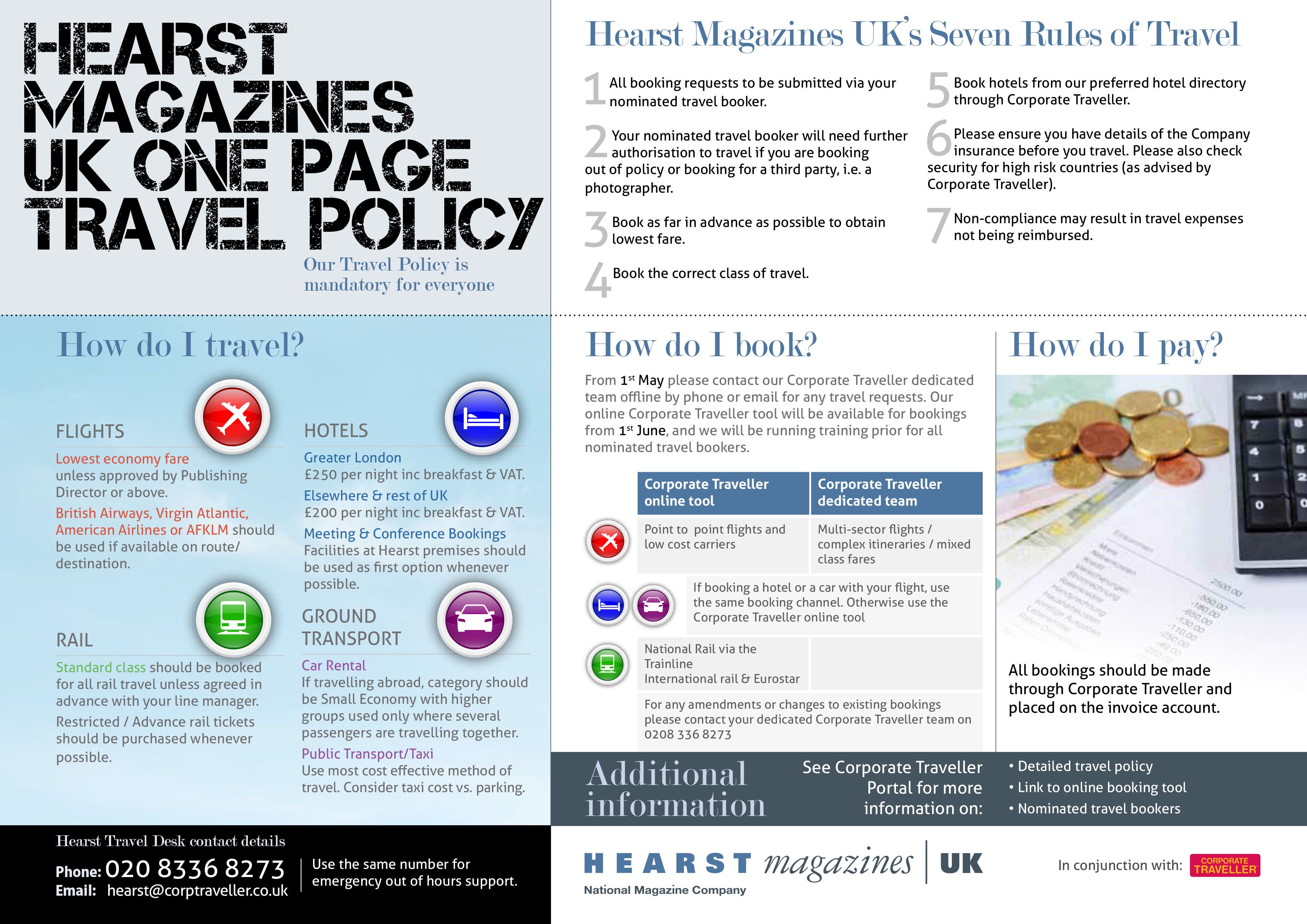 Hearst Magazines Uk One Page Travel Policy Travel Magazines Booking Hotel Hearst