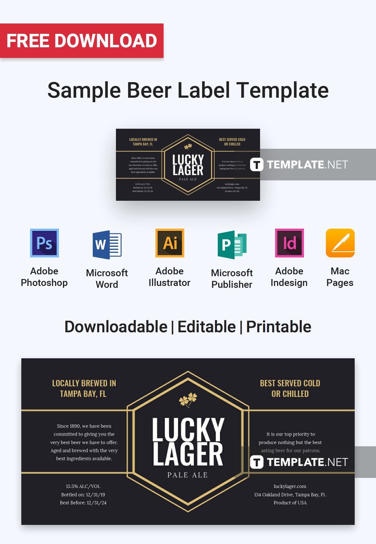 Sample Beer Label Template Illustrator Indesign Word Apple Pages Psd Publisher Template Net Beer Label Design Beer Label Design Template Label Templates