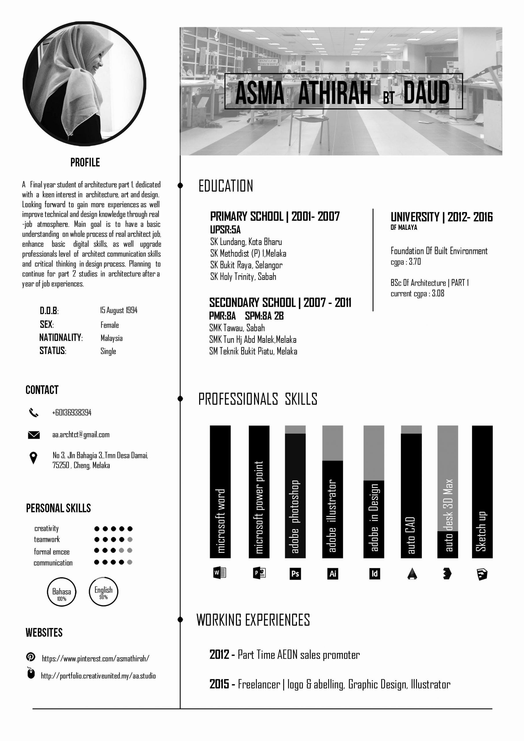 Graphic Design Student Resume Awesome Architecture Resume Black And White Theme Cv Architecture Resume Graphic Design Resume Resume Design Creative