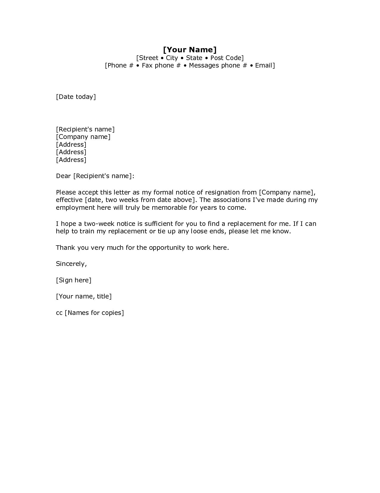 2 Weeks Notice Letter Resignation Week Words Hdwriting Of Inside 2 Weeks Notice Template Word Resignation Letter Sample Letter Template Word Resignation Letter