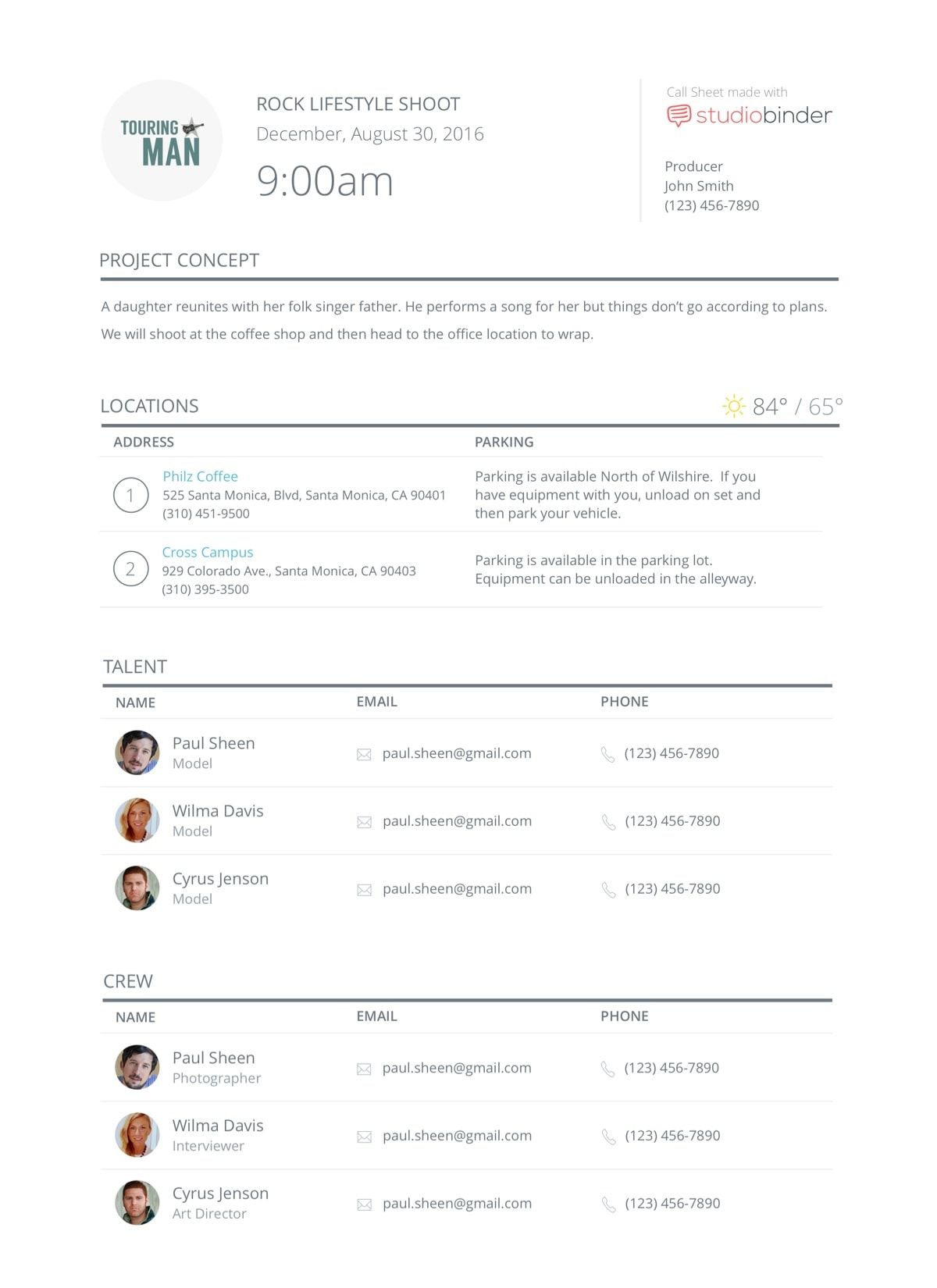 Call Sheet Templates For Every Scale Schedule Template Photoshoot Proposal Templates