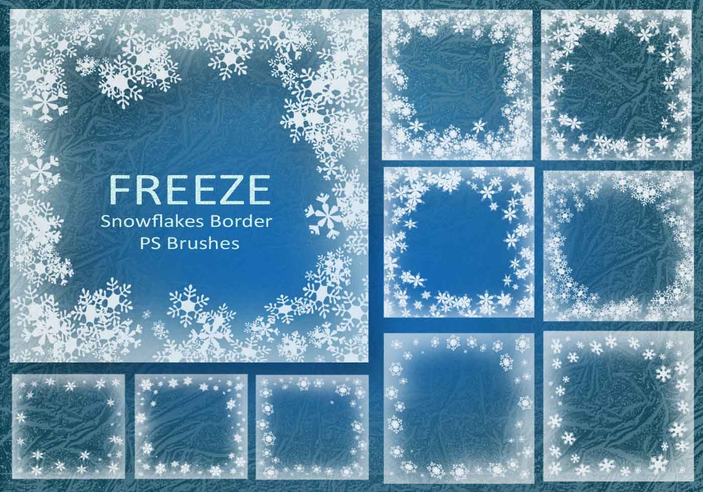 20 Freeze Border Ps Brushes Abr Vol 13 Ps Brushes Snow Photoshop Border