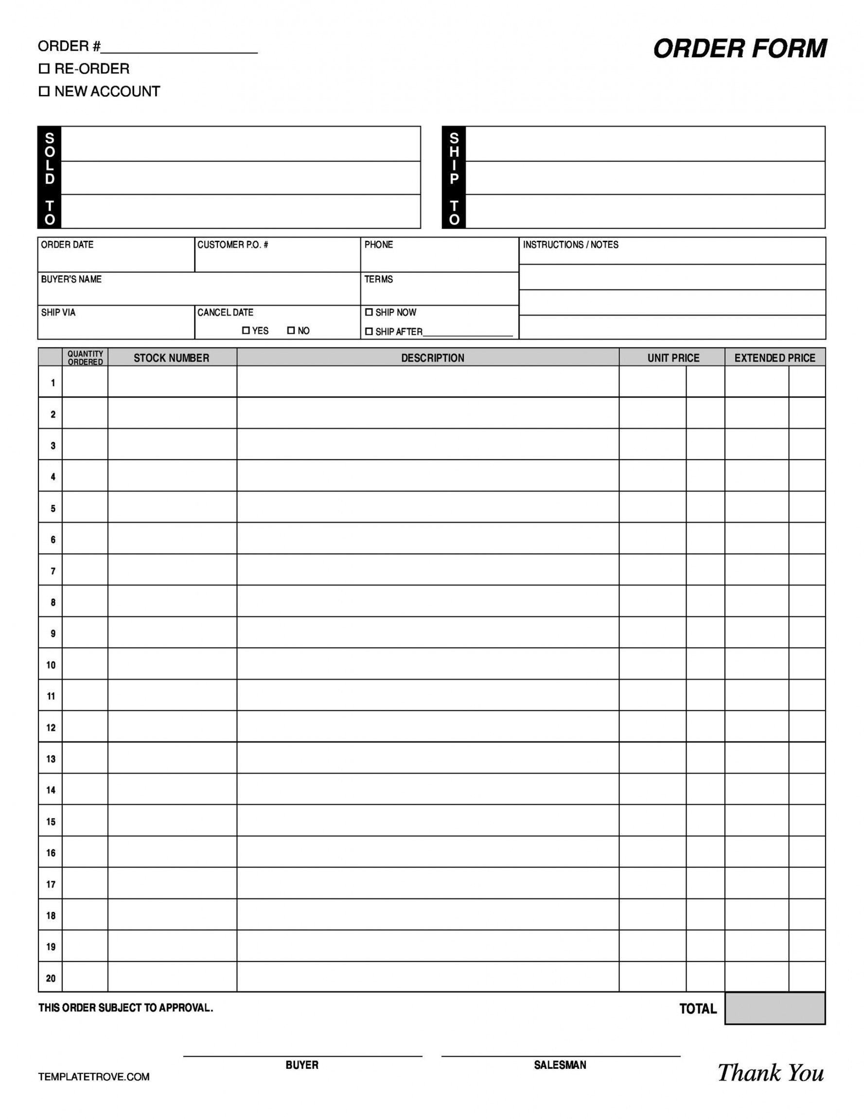 Get Our Example Of Manufacturing Work Order Template Order Form Template Order Form Template Free Templates