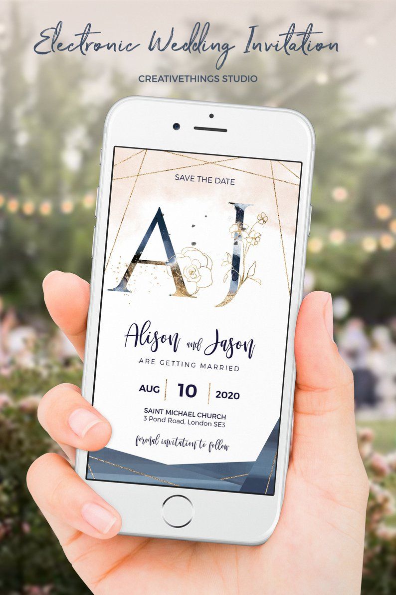 Electronic Save The Date With Monogram Electronic Invitations Whatsapp Wedding Invitation Electronic Wedding Invite Blush Navy Gold Electronic Save The Date Electronic Invitations Electronic Wedding Invitations