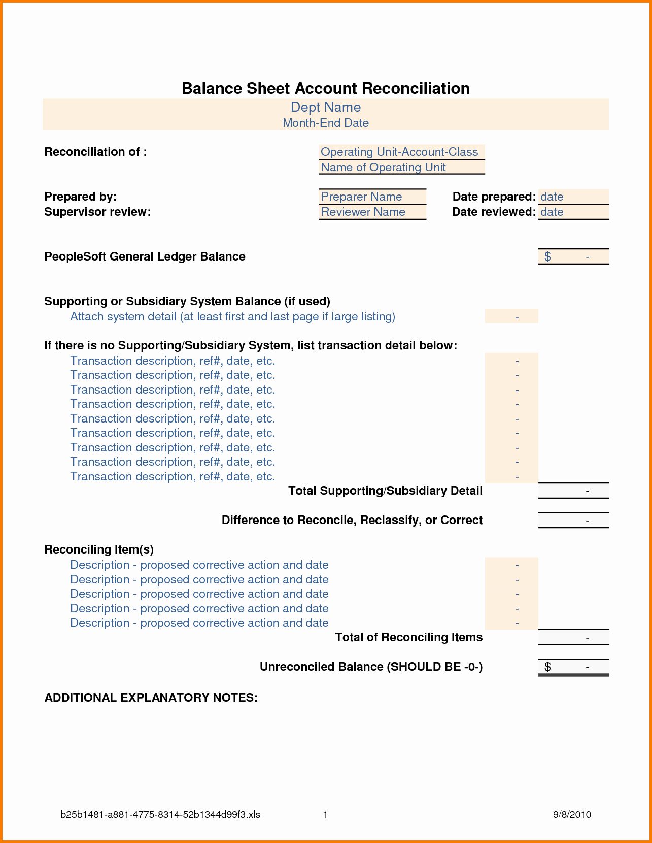 Balance Sheet Reconciliation Template Luxury Balance Sheet Reconciliation Template Balance Sheet Reconciliation Balance Sheet Reconciliation