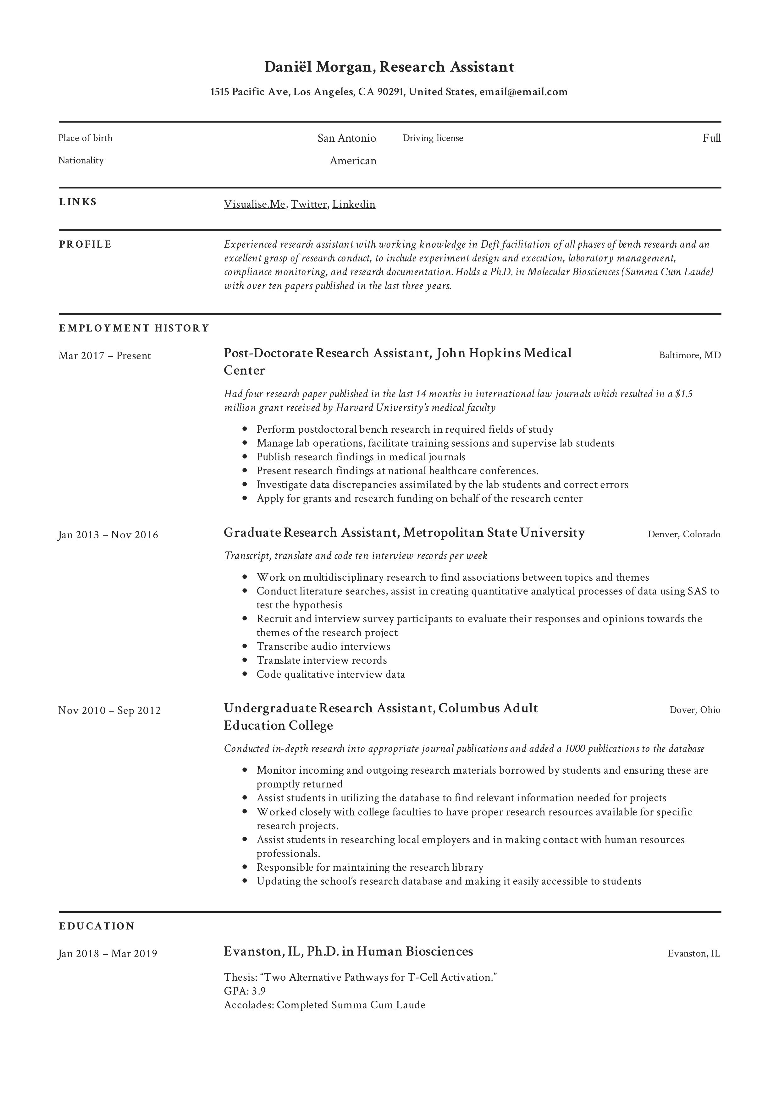 Research Assistant Resume Template Research Assistant Medical Assistant Resume Student Resume Template