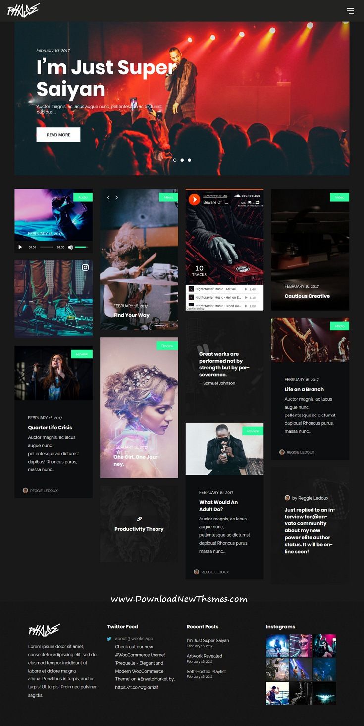 Phase A Complete Music WordPress Theme For Record Labels And Artists Music WordPress Themes Music Website Templates WordPress Website Design
