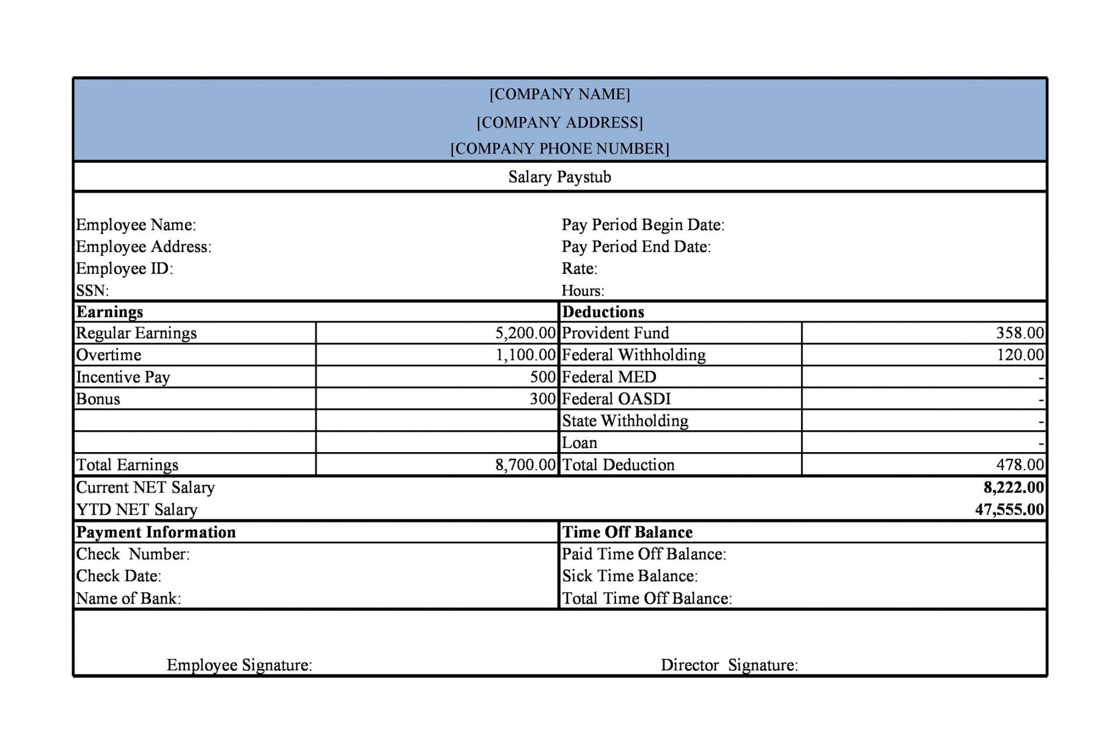 Explore Our Image Of Salary Pay Stub Template Paycheck Payroll Checks Payroll