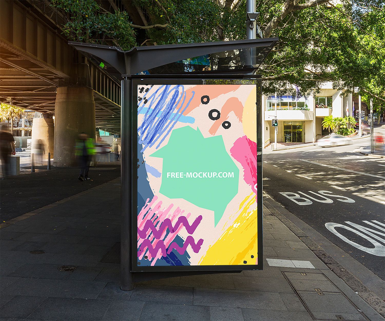 Outdoor Bus Stop Advertisement Vertical Billboard Poster Mockup Free Mockup Poster Mockup Free Poster Mockup Bus Stop