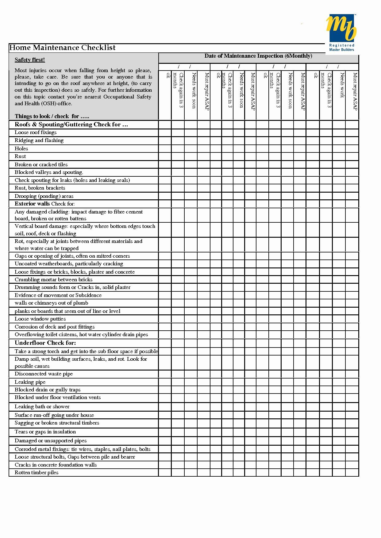 Building Maintenance Schedule Lovely Building Maintenance Schedule Template Home Maintenance Checklist Maintenance Checklist Building Maintenance